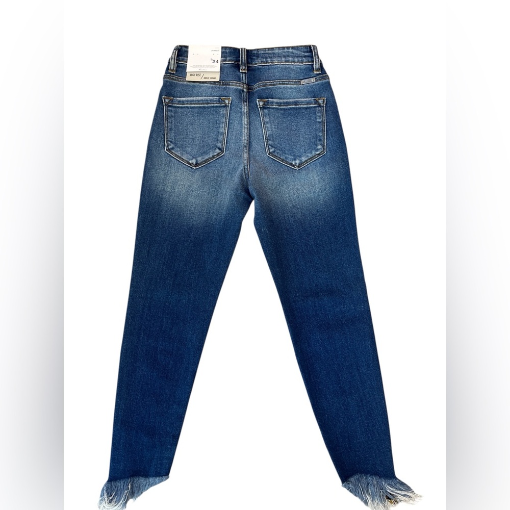 KanCan High Rise Distressed Ankle Skinny Jeans Frayed Hem Medium Wash NWT - Picture 2 of 16